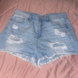 YMI Distressed Light Blue Shorts